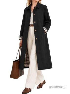 Orolay Women's Waterproof Trench Coat Single Breasted Long Rain Coat